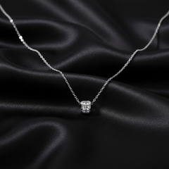 925 Starling Silver Women's Rotatable White Pendant Necklace Elegant and Versatile Jewelry with Adjustable Chain, Durable White-Plated Pendant for Special Occasions | Gifts for Women & Girls & Girlfriend |Wedding and Christmas Gifts | BJ-05