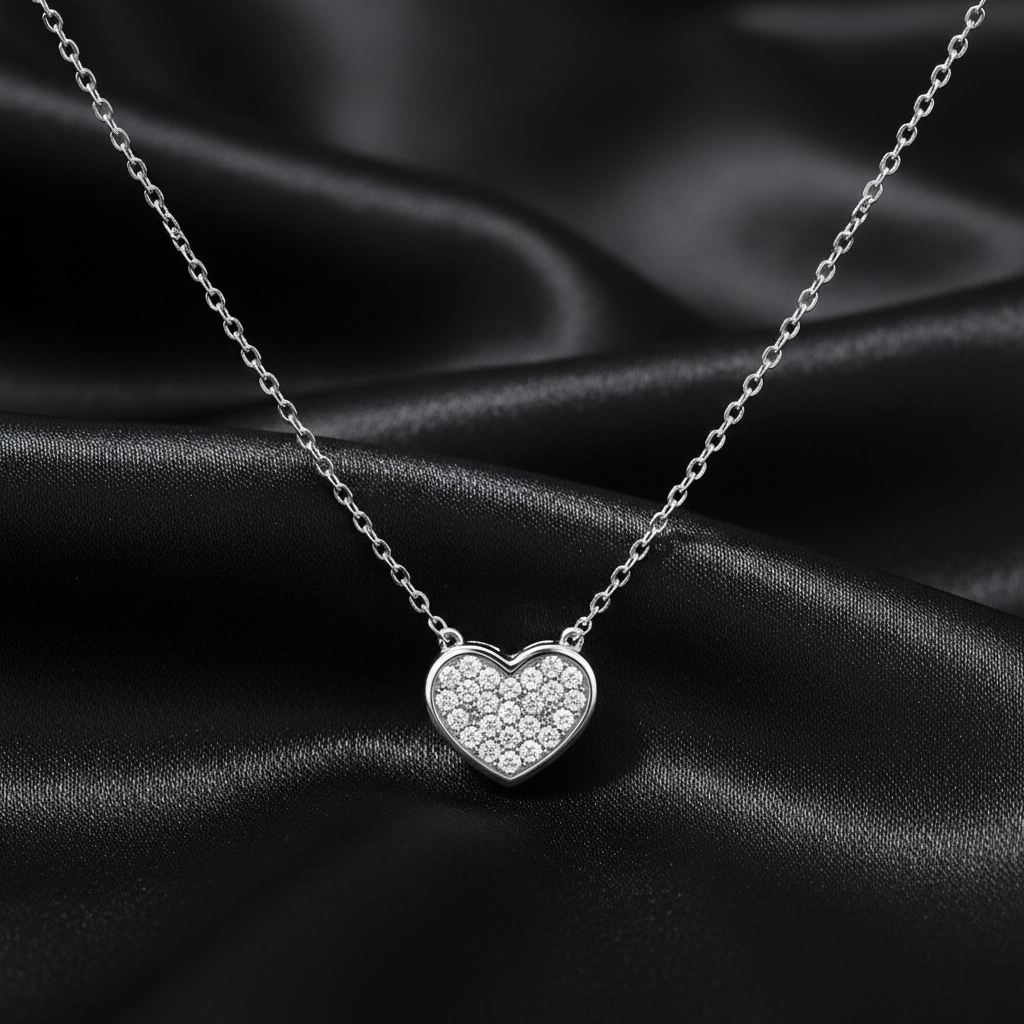 925 Starling Silver Cubic Zirconia Heart Necklace | Gifts for Women & Girls & Girlfriend |Wedding and Christmas Gifts | BJ-34