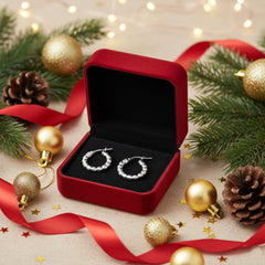 925 Sterling Silver Small Textured Hoop Earrings, Beaded Design, Classic Round Shape, Hinged Closure | Gifts for Women & Girls & Girlfriend |Wedding and Christmas Gifts | BJER-08