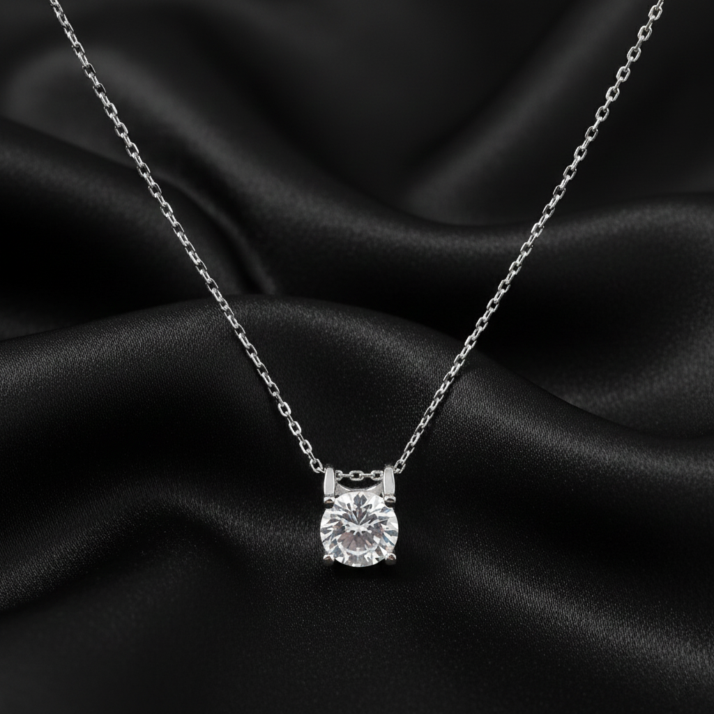 925 Starling Silver Single Stone Solitaire Square Necklace Elegant Square Pendant for Women, Gifting For Valantine's # Birthday # Engagement # Wading | valentine's day gifts BIS Hallmarking Certifide Jewellery | BJ-08