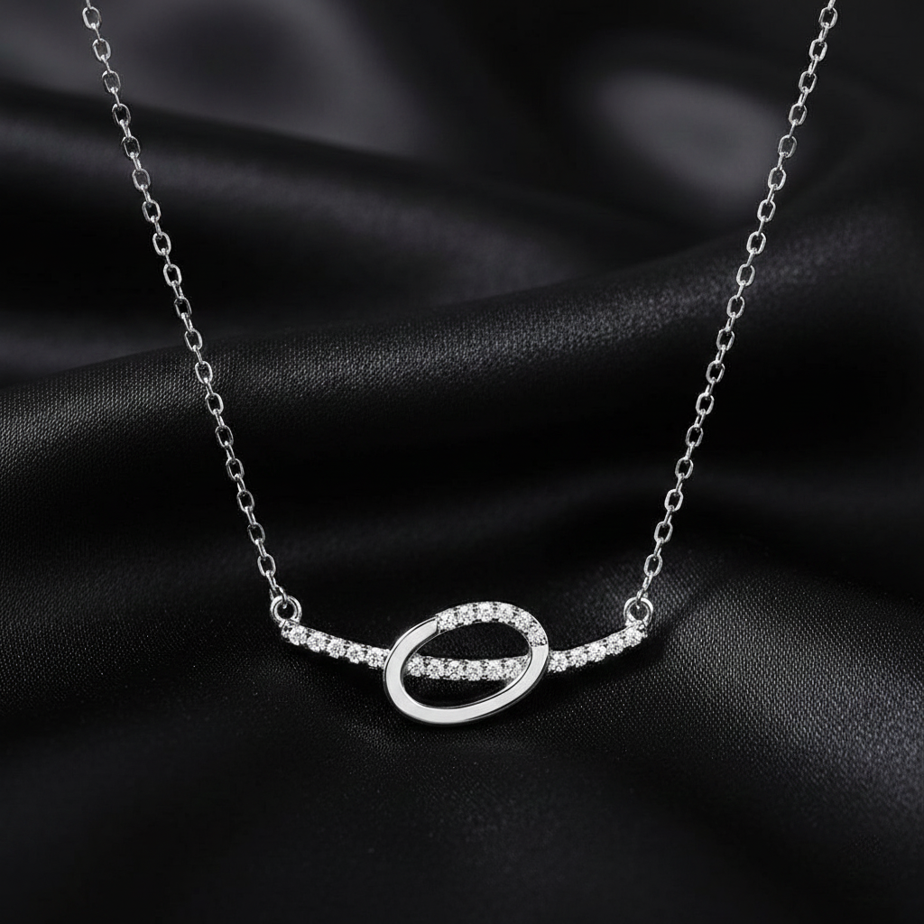 925 Starling Silver Bar CZ Chain Necklace Elegant Cubic Zirconia Pendant Sterling Silver Chain for Women Dainty and Stylish Jewelry | Gifts for Women & Girls & Girlfriend |Wedding and Christmas Gifts | BJ-019