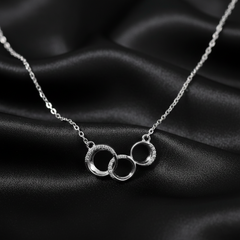 925 Starling Silver Triple Round Interlocking Love Knot Necklace Elegant Pendant Necklace for Women Symbol of Unity and Eternal Bond | Gifts for Women & Girls & Girlfriend |Wedding and Christmas Gifts | BJ-014