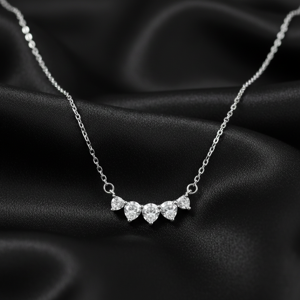 925 Sterling Silver Heart Crystal Pendant Necklace, Chain Link, Elegant Women's Jewelry | BJ-038