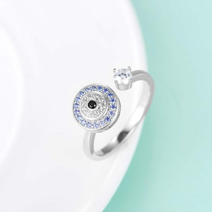 BHAVANI JEWELLERS Italian 925 Starling Silver Evil Eye Rotating Adjustable Ring | BJ-LR-017