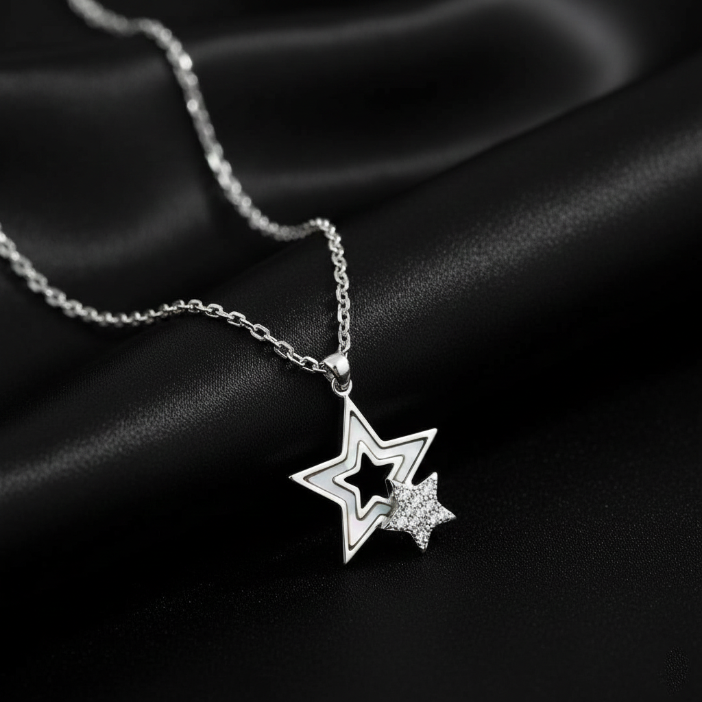 925 Starling Silver Shell & Crystal Star Necklace | Gifts for Women & Girls & Girlfriend |Wedding and Christmas Gifts | BJ-31