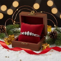 925 Sterling Silver Leaf-Shape Pavé CZ Bracelet for Women | BJBR-074