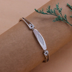 925 Starling Silver Geometric Silver Bar Bracelet with Chevron Crystal Accents&nbsp | BJBR-028