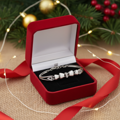 925 Starling Silver Polished Ribbon Bow Bracelet with Crystal Center | BJBR-032