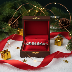 925 Sterling Silver Pavé CZ Geometric Link Bracelet | Contemporary Design | BJBR-070