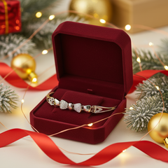 925 Sterling Silver CZ Bow Motif Bracelet | Elegant Adjustable Luxury Jewelry | BJBR-075