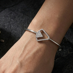 Captivating Geometric Elegance: 925 Sterling Silver Geometric Open Cuff Bangle