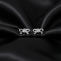925 Sterling Silver Bow Stud Earrings with Crystal, Dainty Butterfly Design | Gifts for Women & Girls & Girlfriend |Wedding and Christmas Gifts | BJER-05