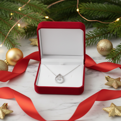 925 Sterling Silver Open Pear Floating Diamond Necklace Elegant Pendant Necklace for Women Minimalist Jewelry Gift Hypoallergenic & Timeless Design | Gifts for Women & Girls & Girlfriend |Wedding and Christmas Gifts | BJ-016