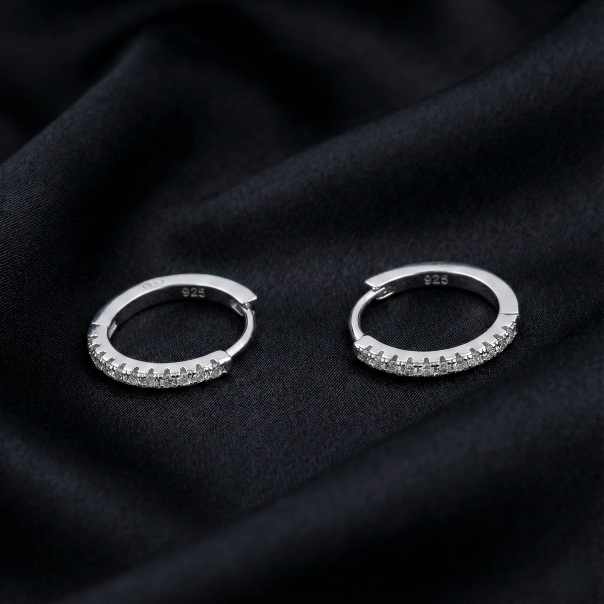 925 Sterling Silver Cubic Zirconia Huggie Hoop Earrings, Small Crystal Encrusted Hoops, Jewelry for Women | Gifts for Women & Girls & Girlfriend |Wedding and Christmas Gifts | BJER-019