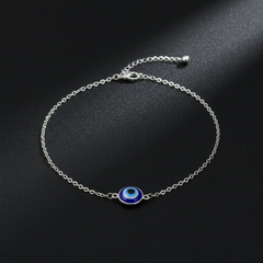 925 Sterling Silver Evil Eye Bracelet, Blue Glass Bead Charm, Dainty Chain Link Protection Jewelry | Gifts for Women & Girls & Girlfriend |Wedding and Christmas Gifts | BJBR-036