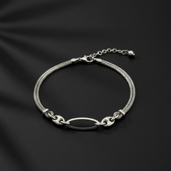 925 Sterling Silver Chain Necklace, Elegant Mesh Design with Oval Shap, Jewelry for Women | Gifts for Women & Girls & Girlfriend |Wedding and Christmas Gifts | BJBR-08