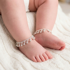 Silver Kid's Kolhapuri Janjari - Traditional Indian Festive Payal Jewelry Gift for Kids | BJKDPYL - 02