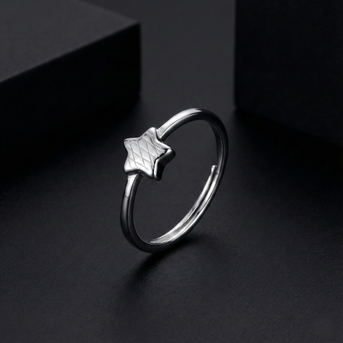 925 Sterling Silver Criss-Cross Design Ring with Geometric Pattern, Modern Fashion Statement Jewelry, Elegant Open Band Style | BJLR-0010