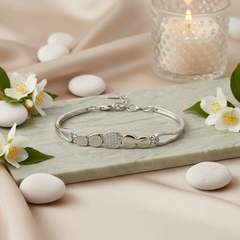 925 Starling Silver Women’s Geometric Square Link Bracelet | Adjustable Size Cubic Zirconia | BJBR-030