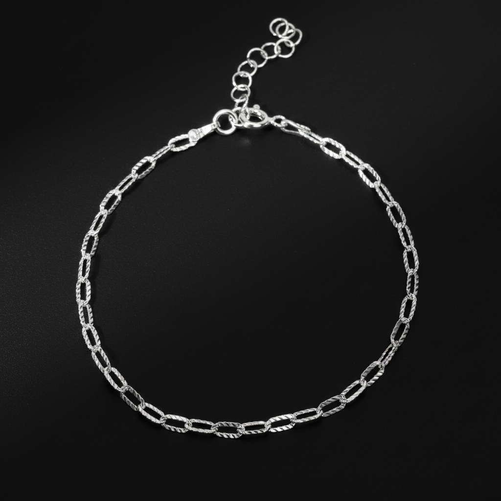 925 Sterling Silver Paper Clip Chain Bracelet, Delicate Link Design, Adjustable Length, Dainty Jewelry for Women | Gifts for Girlfriend, Gifts for Women & Girls | BJBR-042