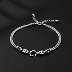 925 Sterling Silver Mesh Chain Bracelet with White Star Charm, Delicate Women's Jewelry | Gifts for Women & Girls & Girlfriend |Wedding and Christmas Gifts | BJBR-01
