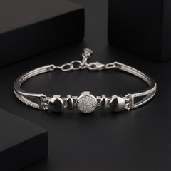 925 Sterling Silver Round CZ Accent Bracelet – Sleek Contemporary Design | BJBR-065
