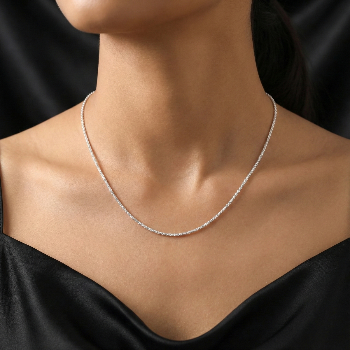 Sparking 925 Sterling Silver Popcorn Chain Necklace – Italian Craftsmanship| BJCH-010