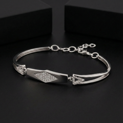 925 Sterling Silver Diamond Motif Bracelet with Cubic Zirconia | Elegant Women’s Jewelry | BJBR-064