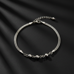 925 Sterling Silver Chain Bracelet, Twisted Rope Design, Beaded Ball Ends, Jewelry for Women | Gifts for Women & Girls & Girlfriend |Wedding and Christmas Gifts | BJBR-06