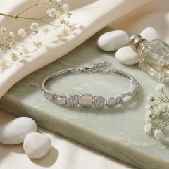 925 Sterling Silver Square CZ Link Bracelet – Sleek Contemporary Style | BJBR-069