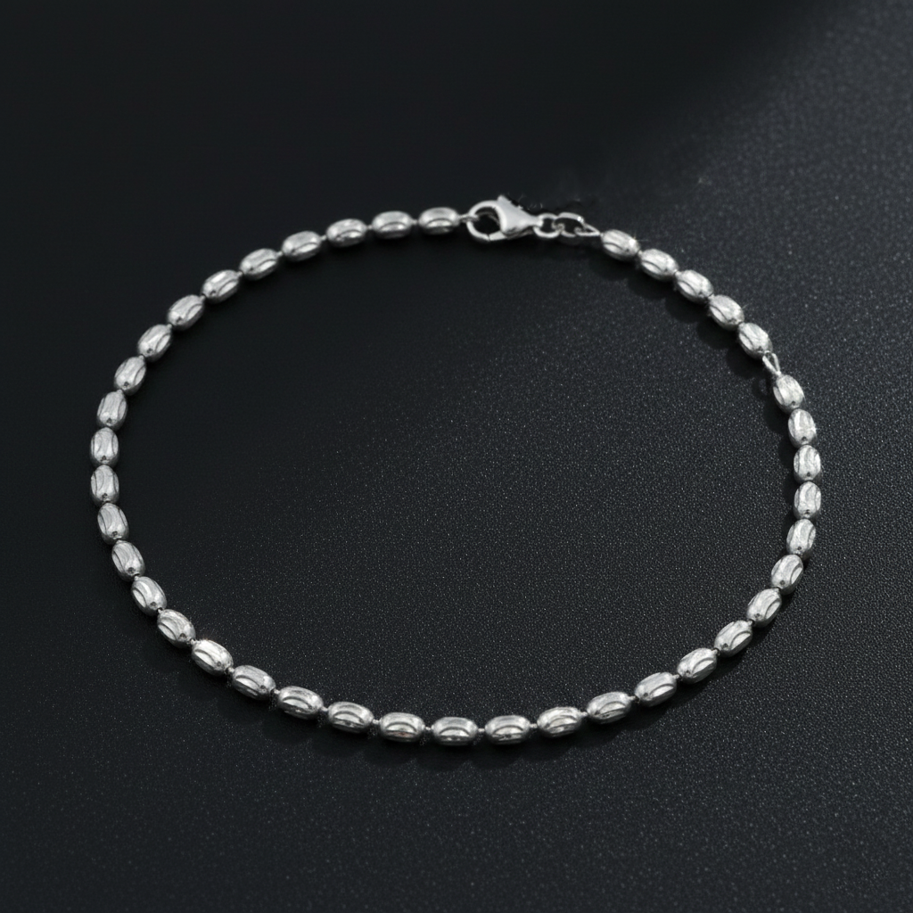 925 Sterling Silver Chain Bracelate, Beaded Link Design, Elegant Jewelry for Women | Gifts for Women & Girls & Girlfriend |Wedding and Christmas Gifts | BJBR-045