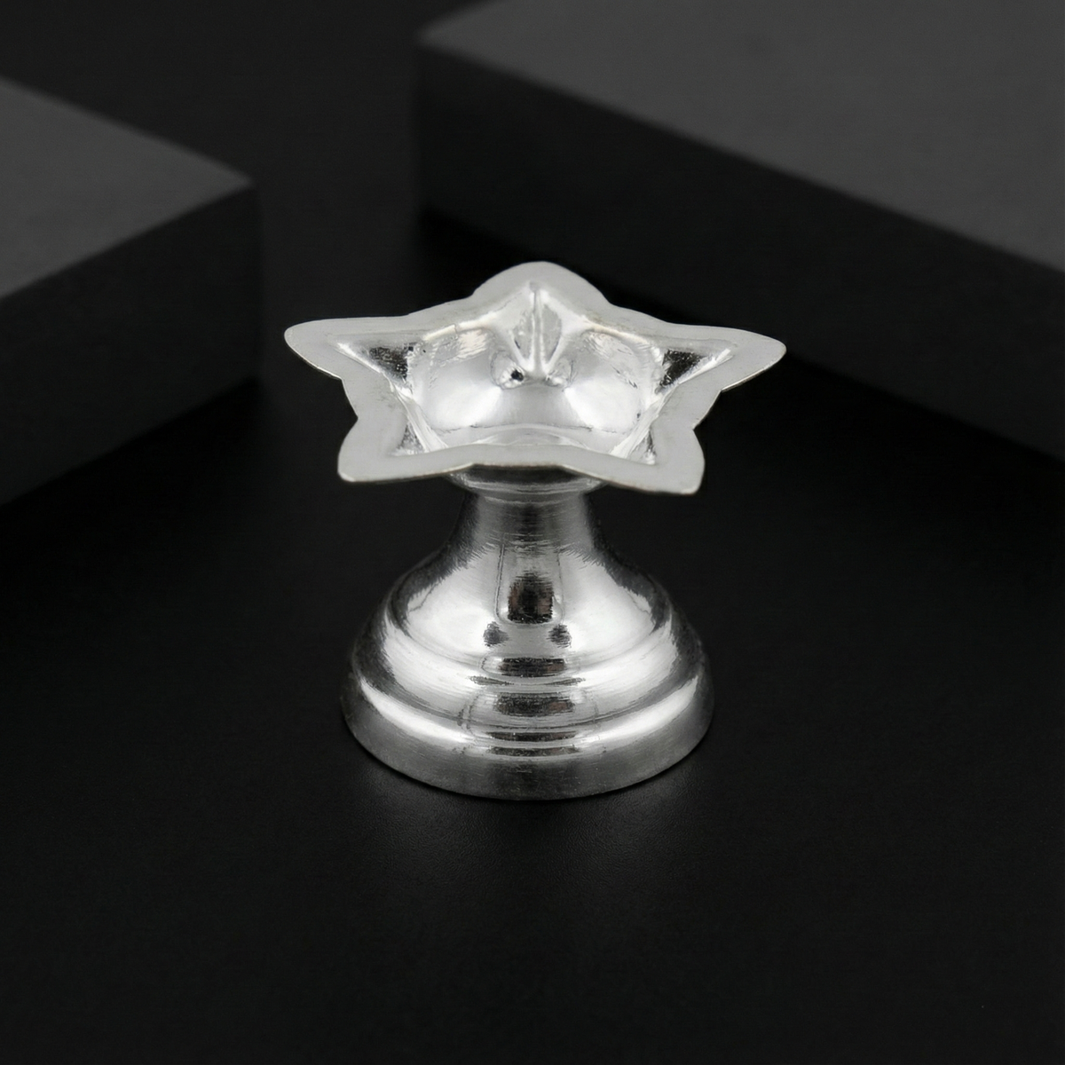 Silver Star Pooja Diya | Traditional Oil Lamp for Home &amp; Temple