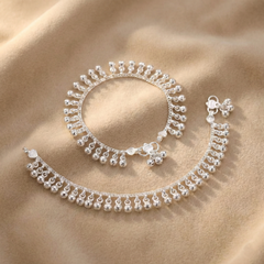 Silver Kid's Kolhapuri Janjari - Traditional Indian Festive Payal Jewelry Gift for Kids | BJKDPYL - 02