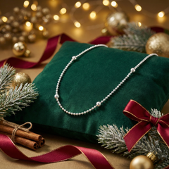 925 Sterling Silver Ball Chain Silver Beaded Design, Classic Jewelry Accessory | BJCH-04