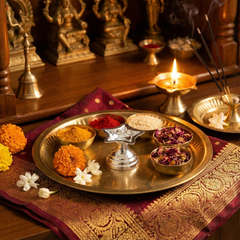Silver Star Pooja Diya | Traditional Oil Lamp for Home &amp; Temple