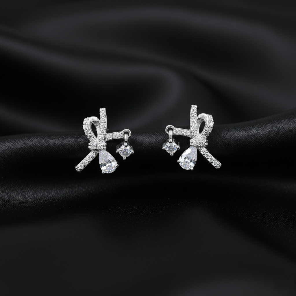 925 Elegant Sterling Silver Butterfly Dangle Earrings, Crystal Rhinestone Studded, Drop Style Jewelry for Women | Gifts for Women & Girls & Girlfriend |Wedding and Christmas Gifts | BJER-012