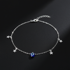 925 Sterling Silver Evil Eye Necklace with Stars, Blue Glass Bead Pendant, Dainty Chain Jewelry | Gifts for Women & Girls & Girlfriend |Wedding and Christmas Gifts | BJBR-049
