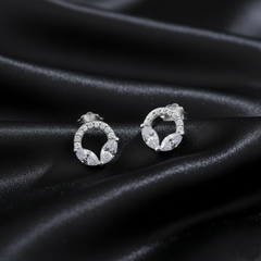 925 Sterling Silver Cubic Zirconia Half Hoop Earrings, Crystal Studded Marquise Design, Elegant Jewelry | Gifts for Women & Girls & Girlfriend |Wedding and Christmas Gifts | BJER-024