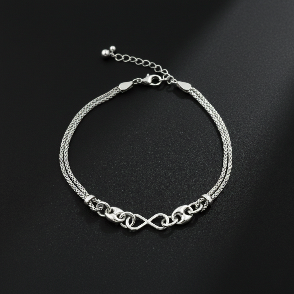 925 Sterling Silver Mesh Chain Bracelet with Elephant Charm, Adjustable Length, Jewelry for Women | Gifts for Women & Girls & Girlfriend |Wedding and Christmas Gifts | BJBR-04