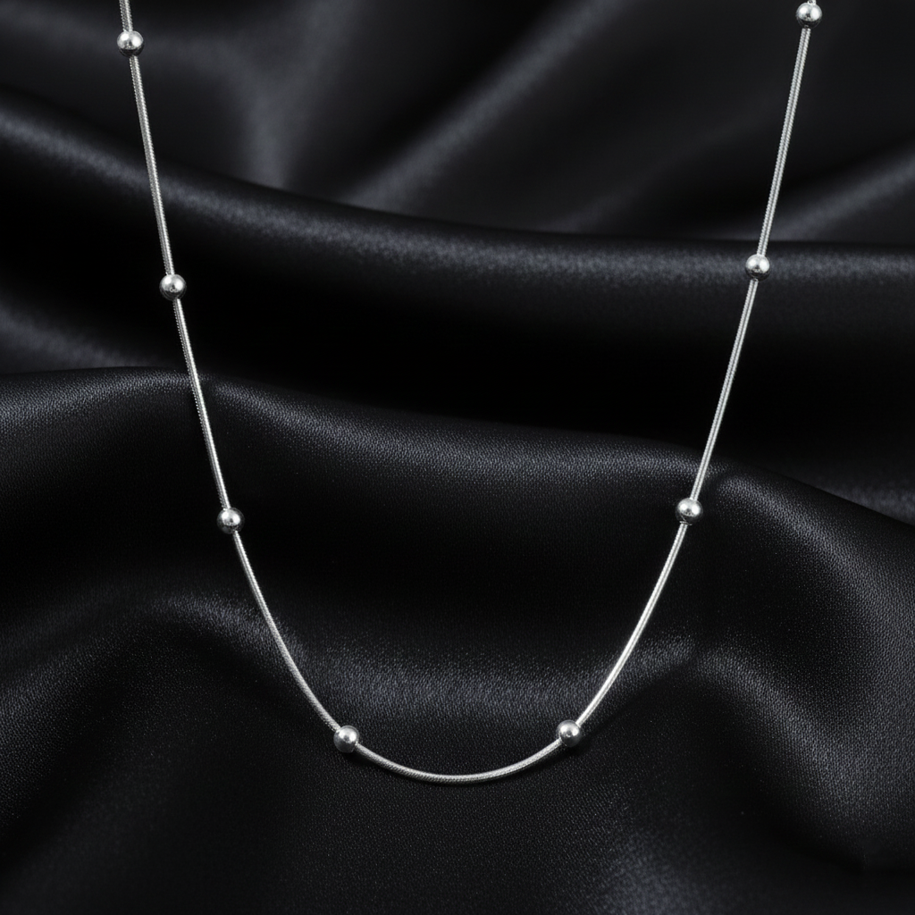 925 Sterling Silver Satellite Chain, Delicate Ball Beaded Design, Minimalist Jewelry for Women | BJCH-02