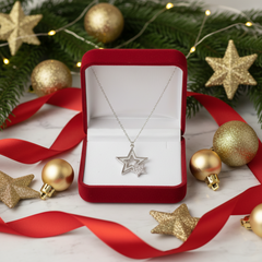 925 Starling Silver Shell & Crystal Star Necklace | Gifts for Women & Girls & Girlfriend |Wedding and Christmas Gifts | BJ-31