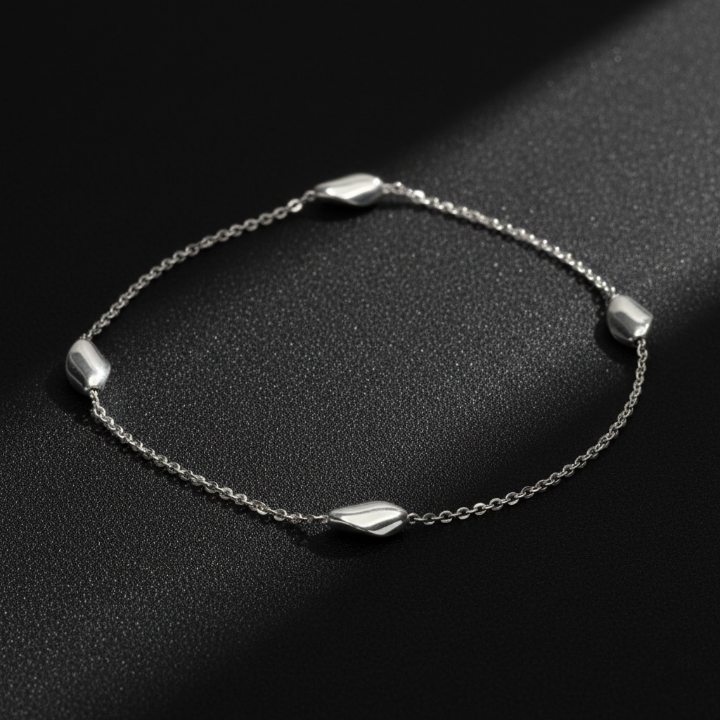 925 Dainty Silver Chain Bracelate with Leaf Charms, Sterling Silver, Delicate Link Design, Adjustable Length | Gifts for Women & Girls & Girlfriend |Wedding and Christmas Gifts | BJBR-050