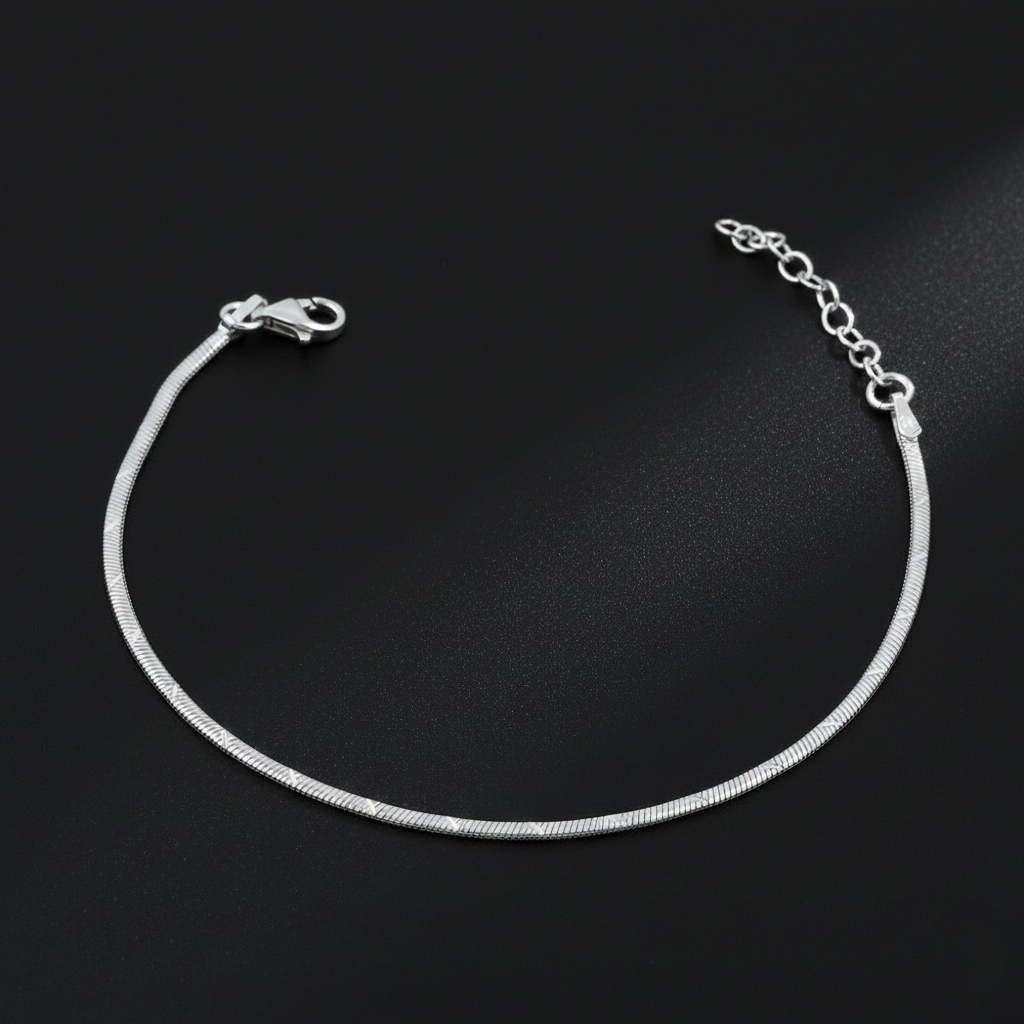 925 Sterling Silver Snake Chain Bracelet, Thin Herringbone Design, Dainty Women's Jewelry, Minimalist Style | Gifts for Women & Girls & Girlfriend |Wedding and Christmas Gifts | BJBR-040