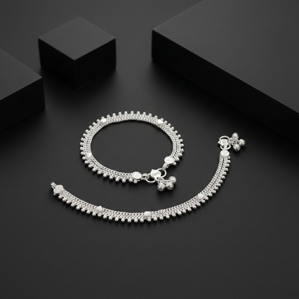 Silver Dabble Line Karap Rava Boriya – Ethnic Foot Jewelry | BJKDPYL - 03