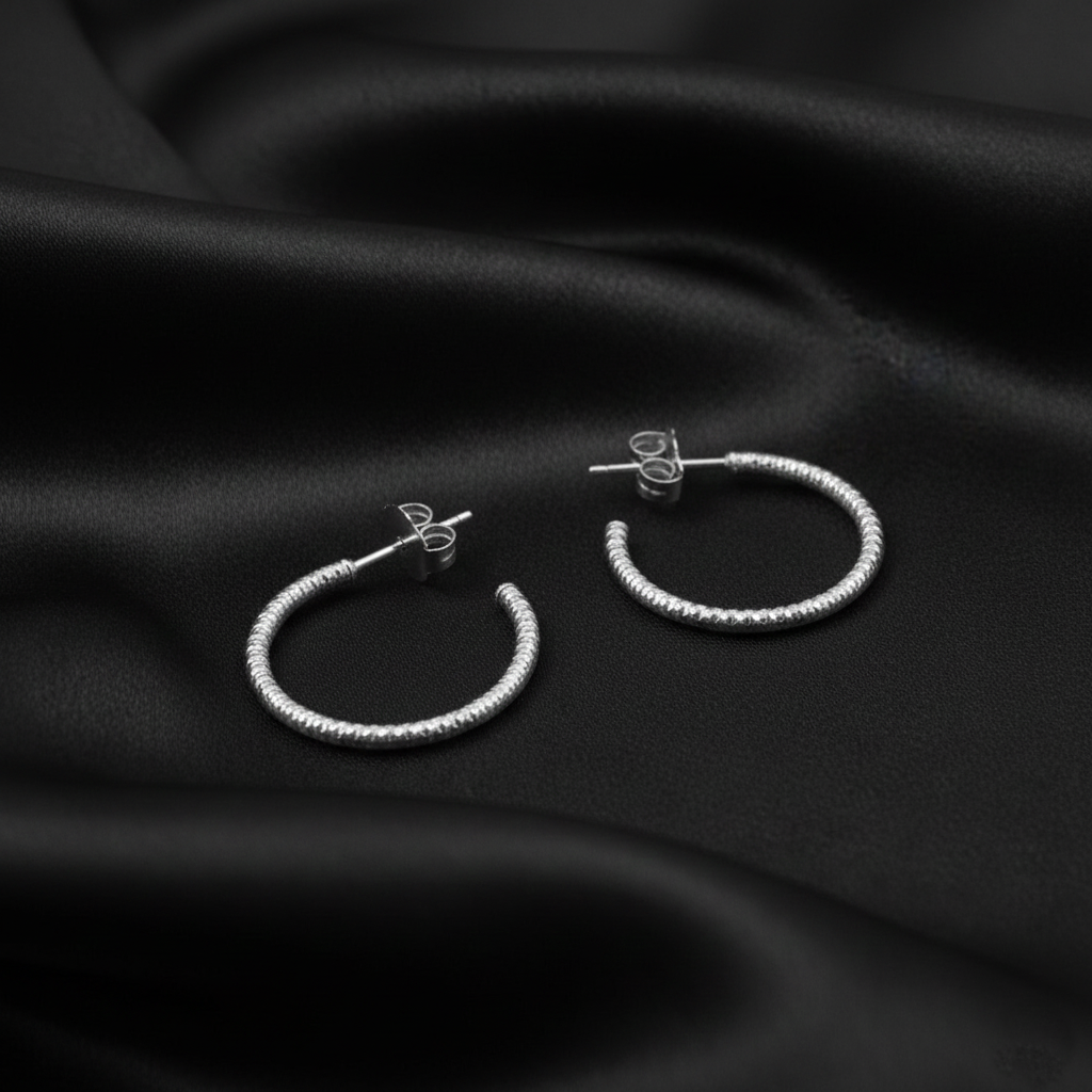 925 Sterling Silver Crescent Moon Hoop Earrings, Diamond Cut Textured Design, Jewelry for Women | Gifts for Women & Girls & Girlfriend |Wedding and Christmas Gifts | BJER-017