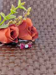 BHAVANI JEWELLERS Italian 925 Starling Silver Ruby Heart Bow Adjustable Ring | BJ-LR-013