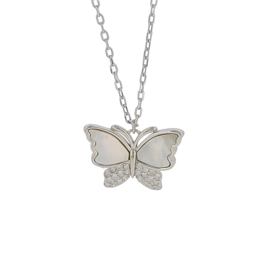 BHAVANI JEWELLERS 925 Italian Starling Silver Butterfly Necklace | BJ-28