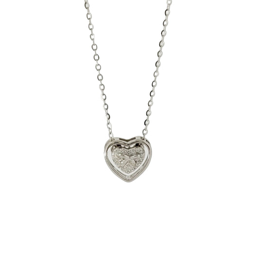 BHAVANI JEWELLERS Italian Starling Silver Doubl Heart Necklace | BJ-35