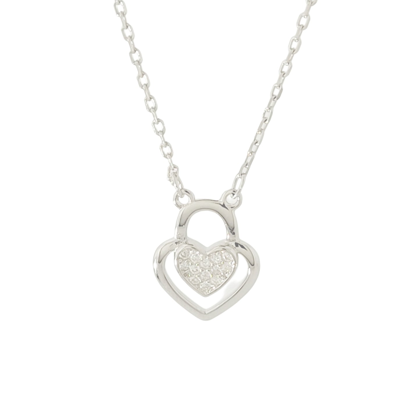 BHAVANI JEWELLERS 925 Starling Silver Heart Lock Neckalce | BJ-41