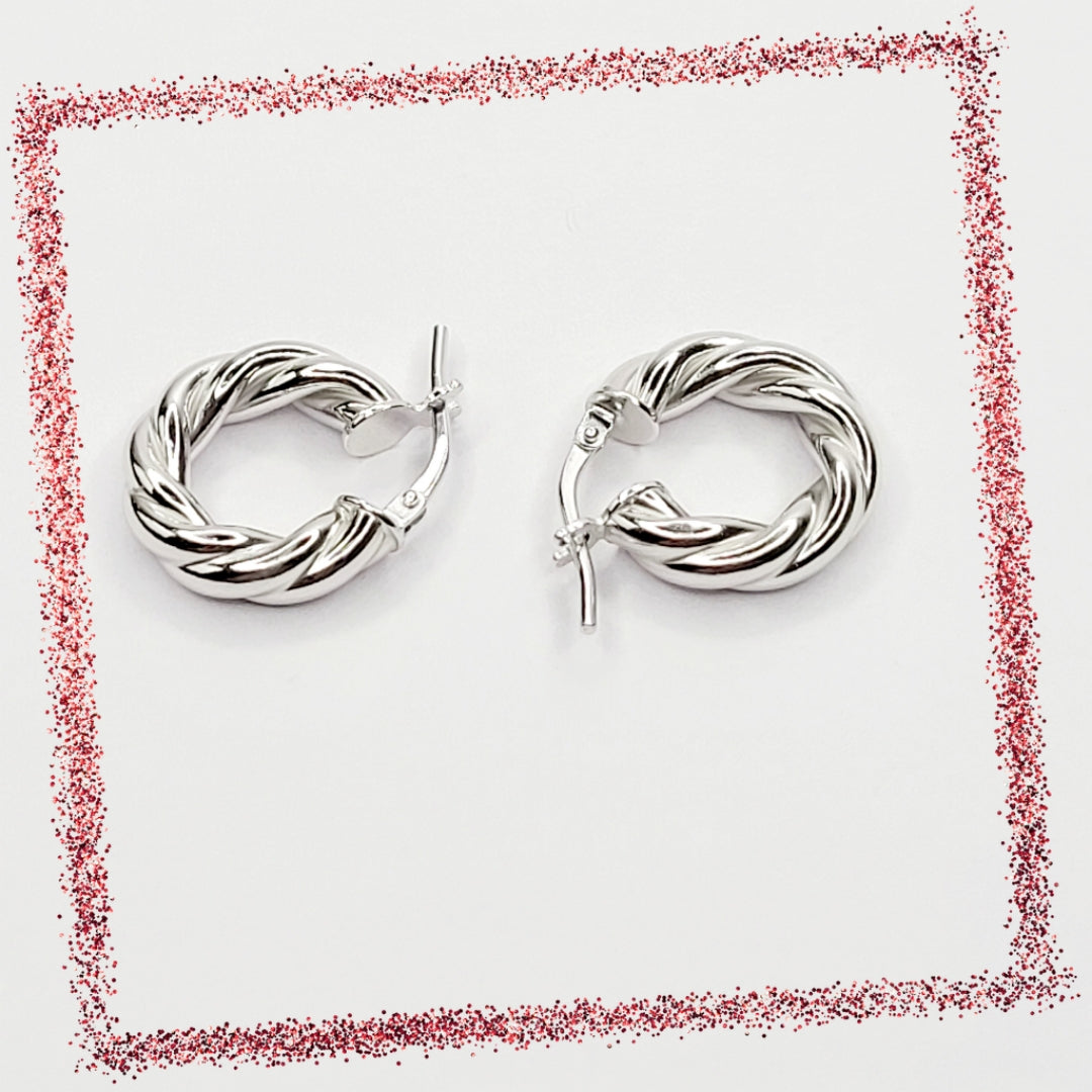 BHAVANI JEWELLERS 925 Italian Starling Silver Chunky Hoop Earring | BJ-ER-010